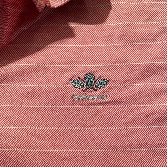 Fairway & Greene Oakmont Red and white striped golf shirt size L NWOT - Picture 4 of 7